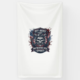 Patriotic 1776 Off Road Skull Monster Truck Heavy  Banner
