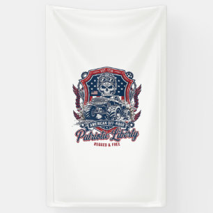 Patriotic 1776 Off Road Skull Monster Truck Heavy Banner