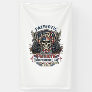 Patriotic 1776 Off Road Skull Monster Truck Heavy Banner