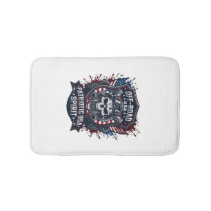Patriotic 1776 Off Road Skull Monster Truck Heavy Bath Mat
