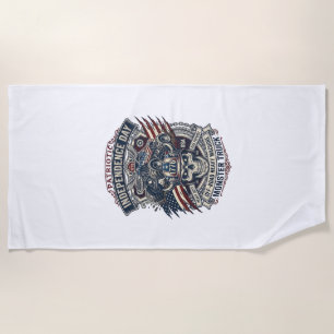 Patriotic 1776 Off Road Skull Monster Truck Heavy  Beach Towel