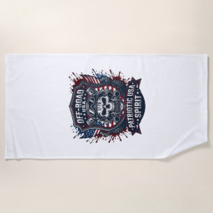 Patriotic 1776 Off Road Skull Monster Truck Heavy  Beach Towel