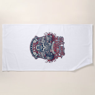 Patriotic 1776 Off Road Skull Monster Truck Heavy  Beach Towel