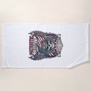 Patriotic 1776 Off Road Skull Monster Truck Heavy  Beach Towel