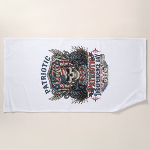 Patriotic 1776 Off Road Skull Monster Truck Heavy  Beach Towel