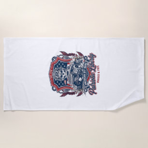Patriotic 1776 Off Road Skull Monster Truck Heavy  Beach Towel