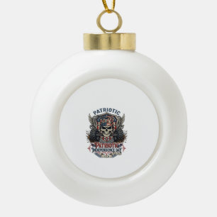Patriotic 1776 Off Road Skull Monster Truck Heavy Ceramic Ball Christmas Ornament