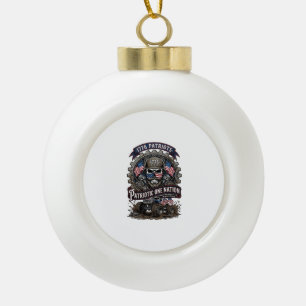 Patriotic 1776 Off Road Skull Monster Truck Heavy  Ceramic Ball Christmas Ornament