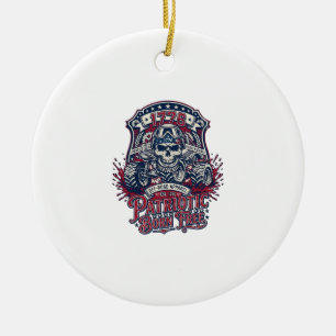 Patriotic 1776 Off Road Skull Monster Truck Heavy Ceramic Tree Decoration