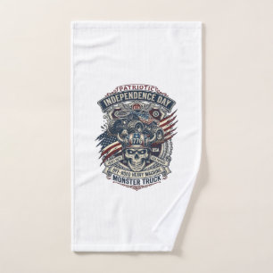 Patriotic 1776 Off Road Skull Monster Truck Heavy Hand Towel