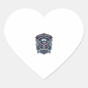 Patriotic 1776 Off Road Skull Monster Truck Heavy Heart Sticker