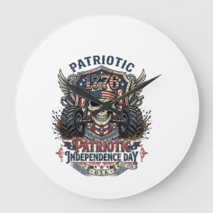 Patriotic 1776 Off Road Skull Monster Truck Heavy Large Clock