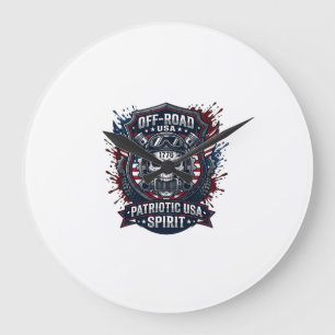 Patriotic 1776 Off Road Skull Monster Truck Heavy  Large Clock