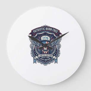 Patriotic 1776 Off Road Skull Monster Truck Heavy Large Clock
