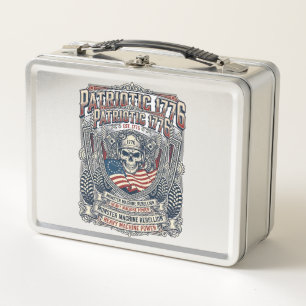 Patriotic 1776 Off Road Skull Monster Truck Heavy  Metal Lunch Box
