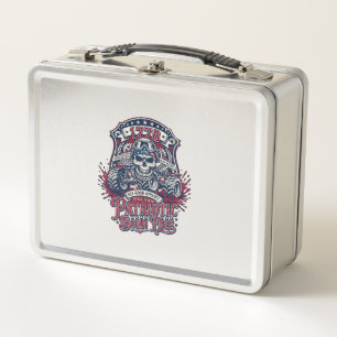 Patriotic 1776 Off Road Skull Monster Truck Heavy  Metal Lunch Box