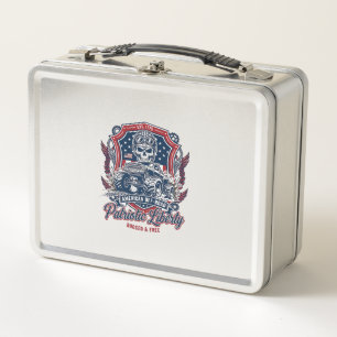 Patriotic 1776 Off Road Skull Monster Truck Heavy  Metal Lunch Box
