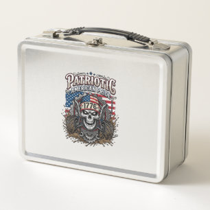Patriotic 1776 Off Road Skull Monster Truck Heavy  Metal Lunch Box