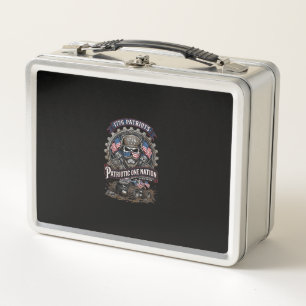 Patriotic 1776 Off Road Skull Monster Truck Heavy  Metal Lunch Box