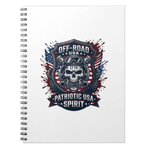 Patriotic 1776 Off Road Skull Monster Truck Heavy Notebook