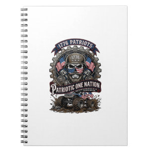 Patriotic 1776 Off Road Skull Monster Truck Heavy Notebook
