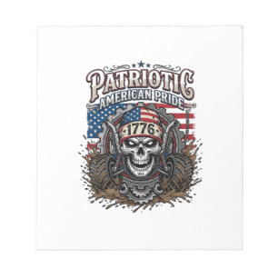 Patriotic 1776 Off Road Skull Monster Truck Heavy Notepad