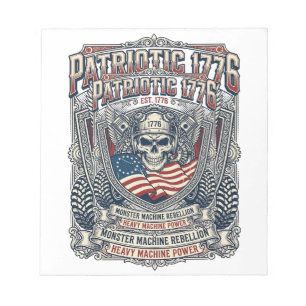 Patriotic 1776 Off Road Skull Monster Truck Heavy Notepad