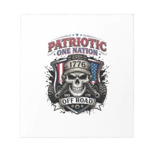 Patriotic 1776 Off Road Skull Monster Truck Heavy Notepad