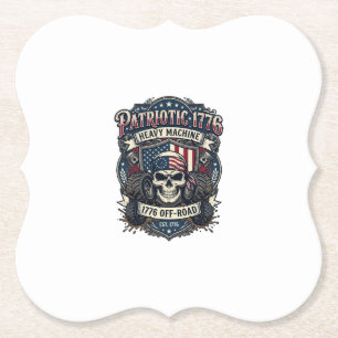 Patriotic 1776 Off Road Skull Monster Truck Heavy  Paper Coaster