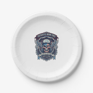 Patriotic 1776 Off Road Skull Monster Truck Heavy  Paper Plate