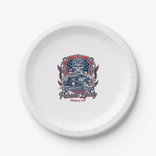 Patriotic 1776 Off Road Skull Monster Truck Heavy  Paper Plate