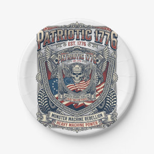 Patriotic 1776 Off Road Skull Monster Truck Heavy  Paper Plate