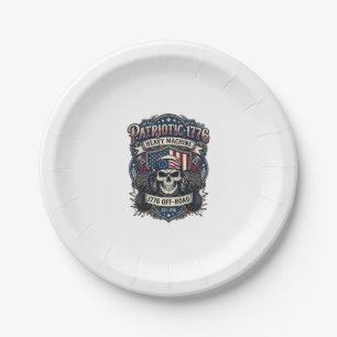 Patriotic 1776 Off Road Skull Monster Truck Heavy  Paper Plate