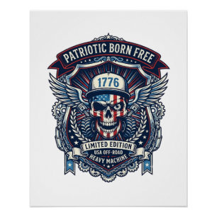 Patriotic 1776 Off Road Skull Monster Truck Heavy Poster