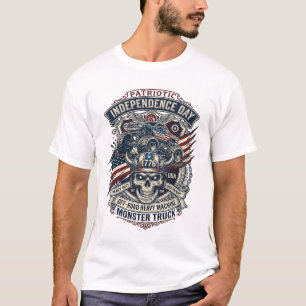 Patriotic 1776 Off Road Skull Monster Truck Heavy T-Shirt