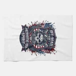 Patriotic 1776 Off Road Skull Monster Truck Heavy Tea Towel
