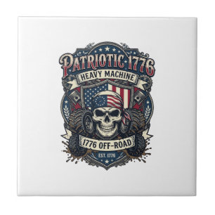 Patriotic 1776 Off Road Skull Monster Truck Heavy Tile