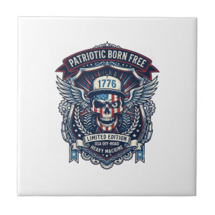 Patriotic 1776 Off Road Skull Monster Truck Heavy Tile