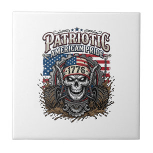 Patriotic 1776 Off Road Skull Monster Truck Heavy Tile