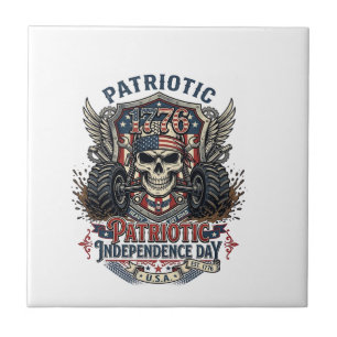 Patriotic 1776 Off Road Skull Monster Truck Heavy Tile