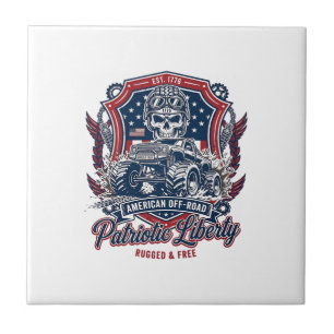 Patriotic 1776 Off Road Skull Monster Truck Heavy Tile