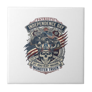 Patriotic 1776 Off Road Skull Monster Truck Heavy Tile