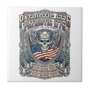 Patriotic 1776 Off Road Skull Monster Truck Heavy Tile