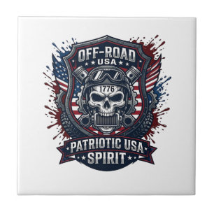 Patriotic 1776 Off Road Skull Monster Truck Heavy Tile