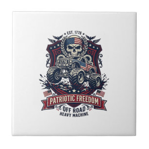 Patriotic 1776 Off Road Skull Monster Truck Heavy Tile