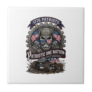 Patriotic 1776 Off Road Skull Monster Truck Heavy Tile