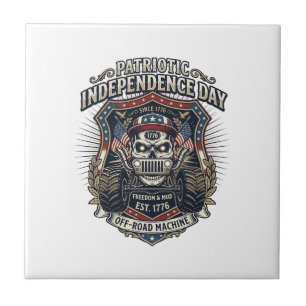 Patriotic 1776 Off Road Skull Monster Truck Heavy Tile