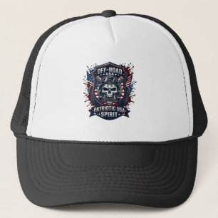 Patriotic 1776 Off Road Skull Monster Truck Heavy Trucker Hat