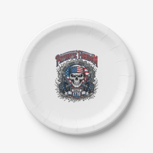 Patriotic 1776 Off Road Skull Monster Truck Paper Plate