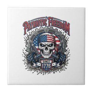 Patriotic 1776 Off Road Skull Monster Truck Tile